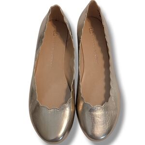 LIKE NEW LC Lauren Conrad Rose Gold Scalloped Giselle Ballet Flats, Size 8